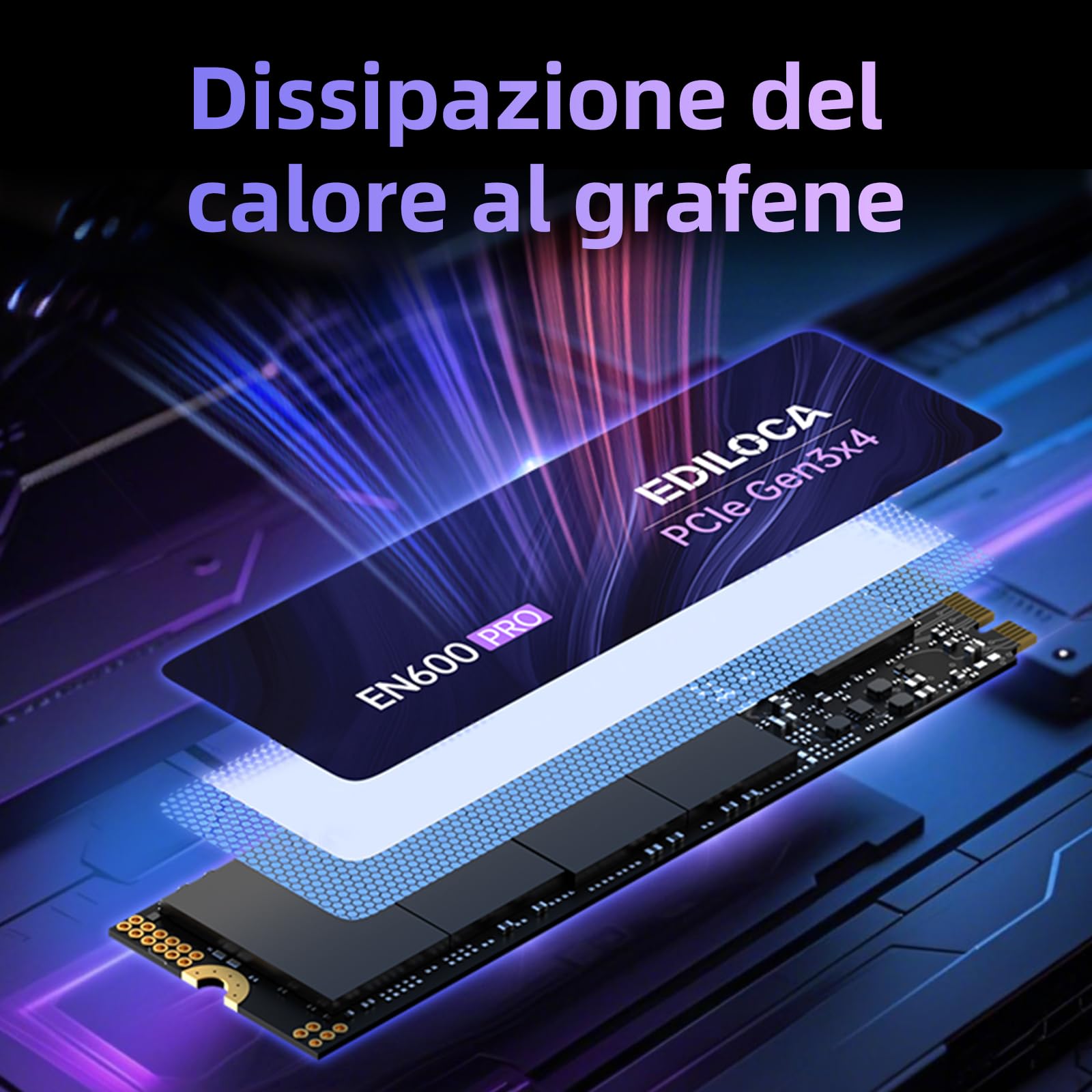 Ediloca EN600 PRO 512GB SSD Interno PCIe Gen3, NVMe M.2 2280